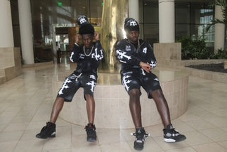 [GET RICH OR DIE TRYIN]WASHED ZIP UP HOODIE/SHORTS SET WITH BEANIE